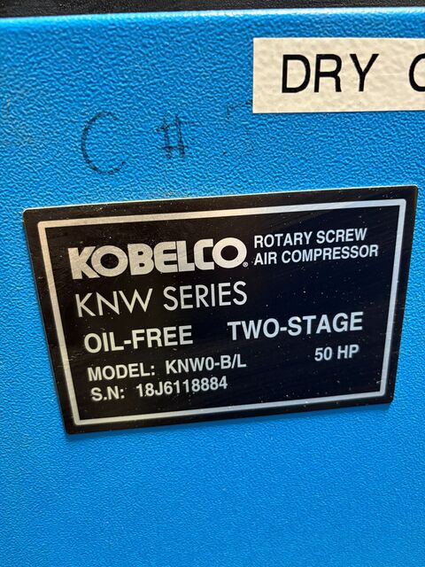 Kobelco #KNW0-B/L, Oil-Free two stage rotary screw air compressor, 50 HP - Image 9