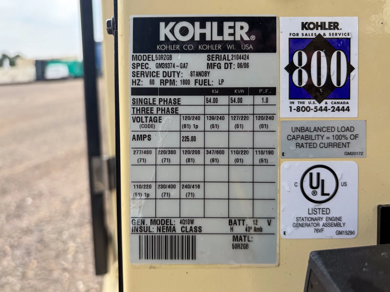 100 KW Kohler, Rehlko #KG100, natural gas generator set, sound attenuated enclosure, 277/480 Volts, 3 phase - Image 5