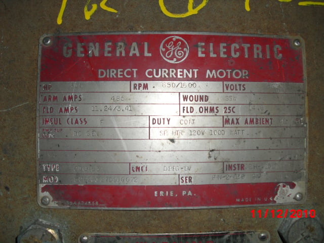 300 HP 650 RPM General Electric, Frame 6453, DPFVBB, 500 VA - Image 3