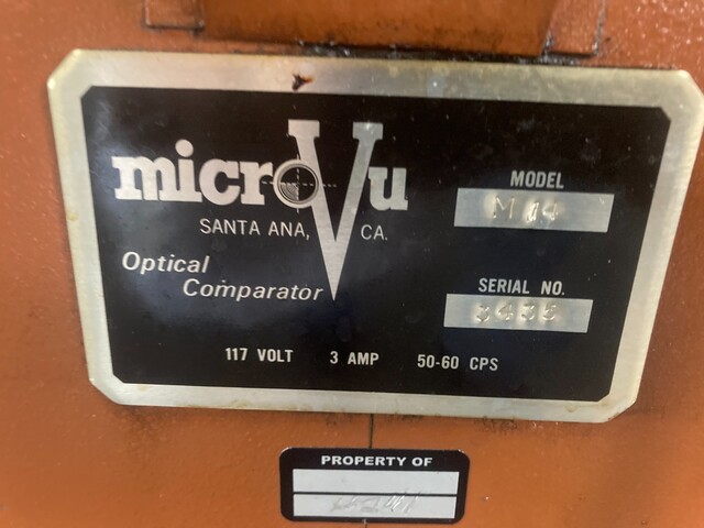 MicroVu #M14, Optical Comparator, 3 amp, Acu-Rite digital read out, 117 Volt - Image 3