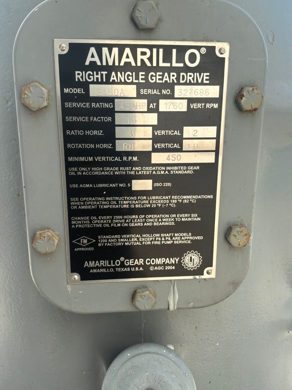450 HP @ amarillo RPM, Amarillo #S450A, Right Angle Gear Drive, 3:2 - Image 3