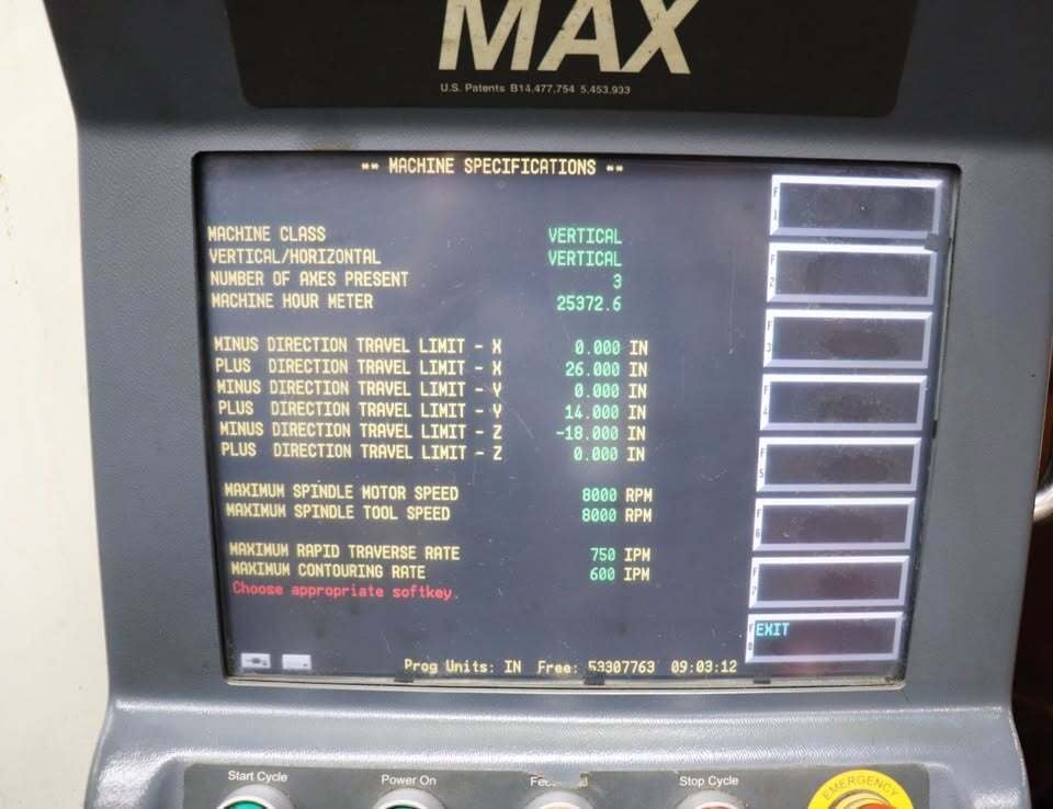 Hurco #VM1, CNC Vertical Machining Center, 26" X, 14" Y, 18" Z, 29" x 14" table, 10 HP, 8000 RPM, CAT 40, 16 - Image 4