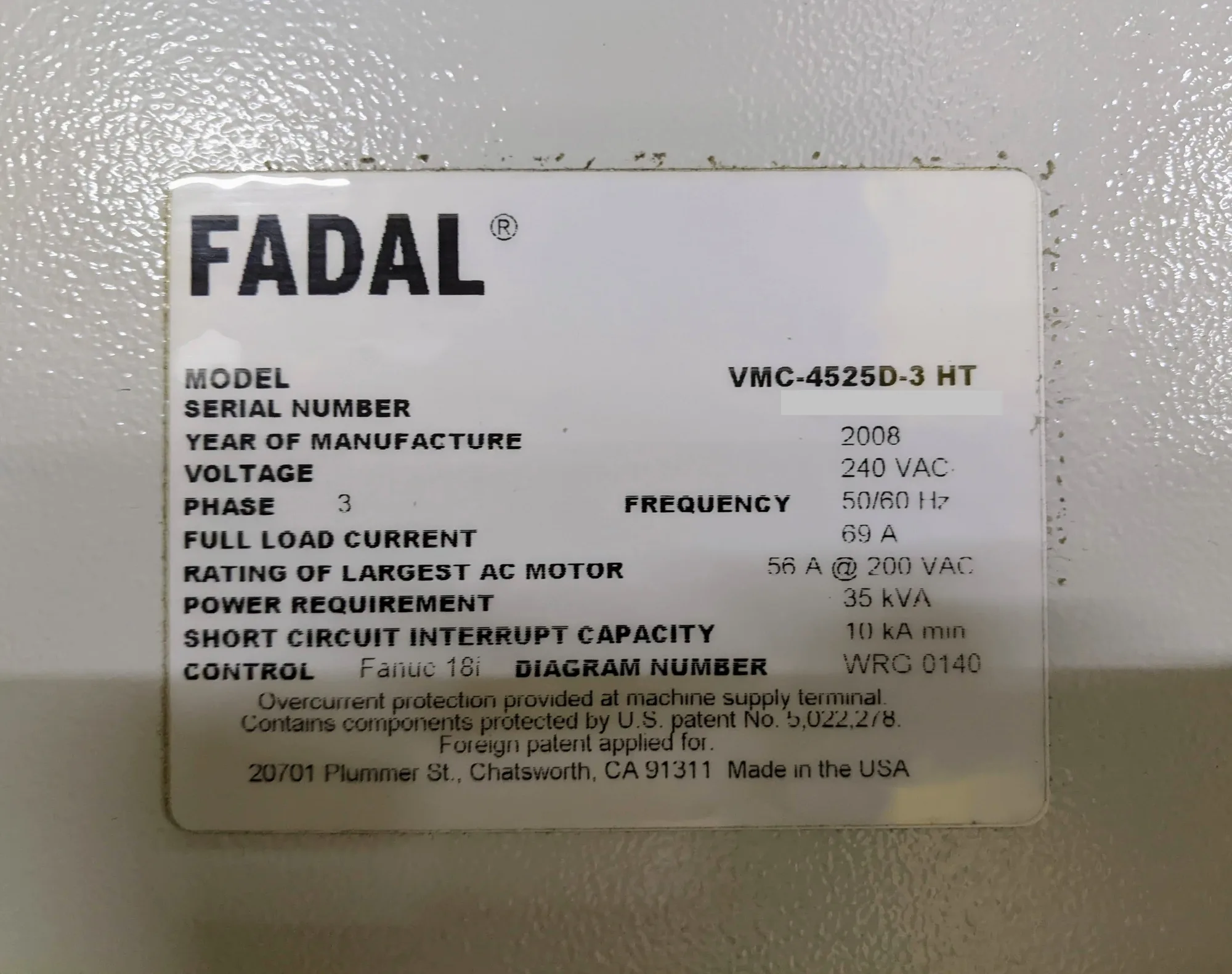 Fadal #VMC-4525D-3HT, CNC Vertical Machining Center, 45" X, 25" Y, 24" Z, 30 HP, 10,000 RPM, CAT 40, 24 - Image 7