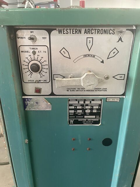 10 KVA Western Arctronics, Rocker Arm Spot Welder, 24" arms, water cooled, foot operated - Image 3