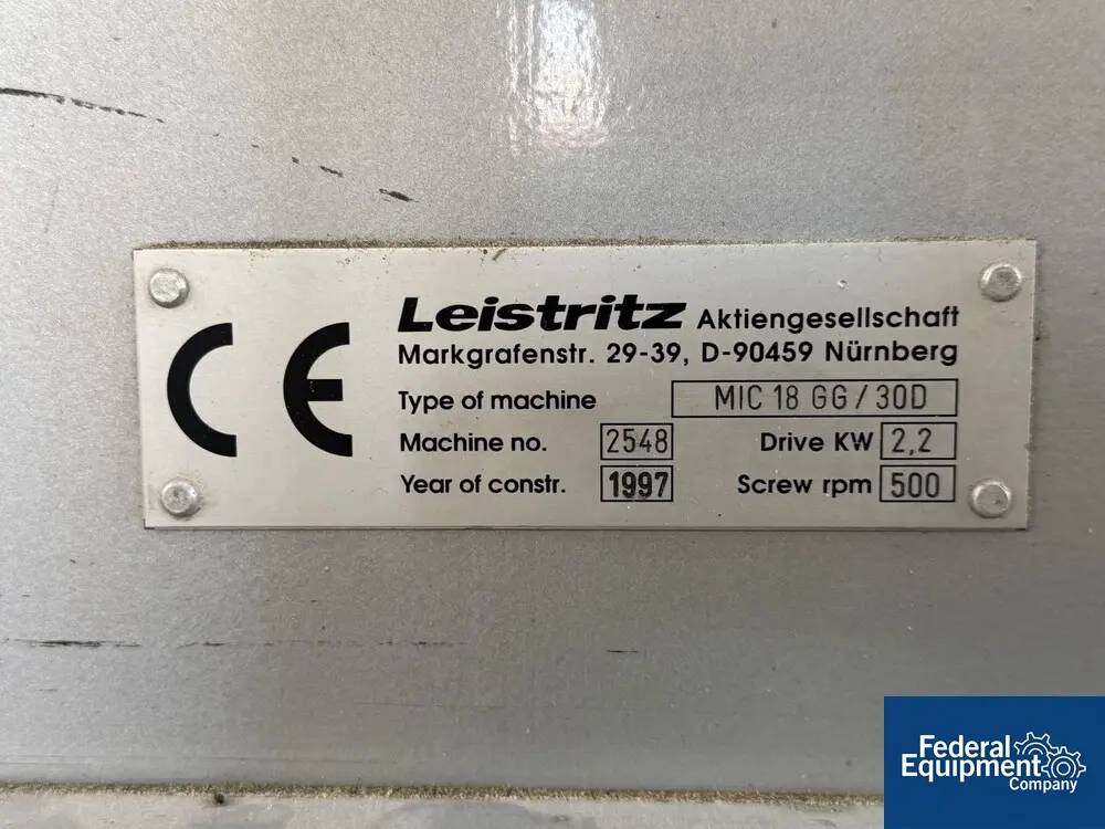 0.7" Leistritz #Micro-18-GG/30D, twin screw extruder, 30:1 L/D, 6 section, 500 RPM, water cooled, 1997 - Image 2