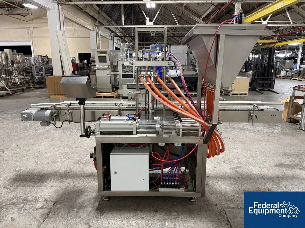 Accutek #AVF4-16, Inline Piston Filler, bottom up fill, slat conveyor, Delta Control, 2022 - Image 4