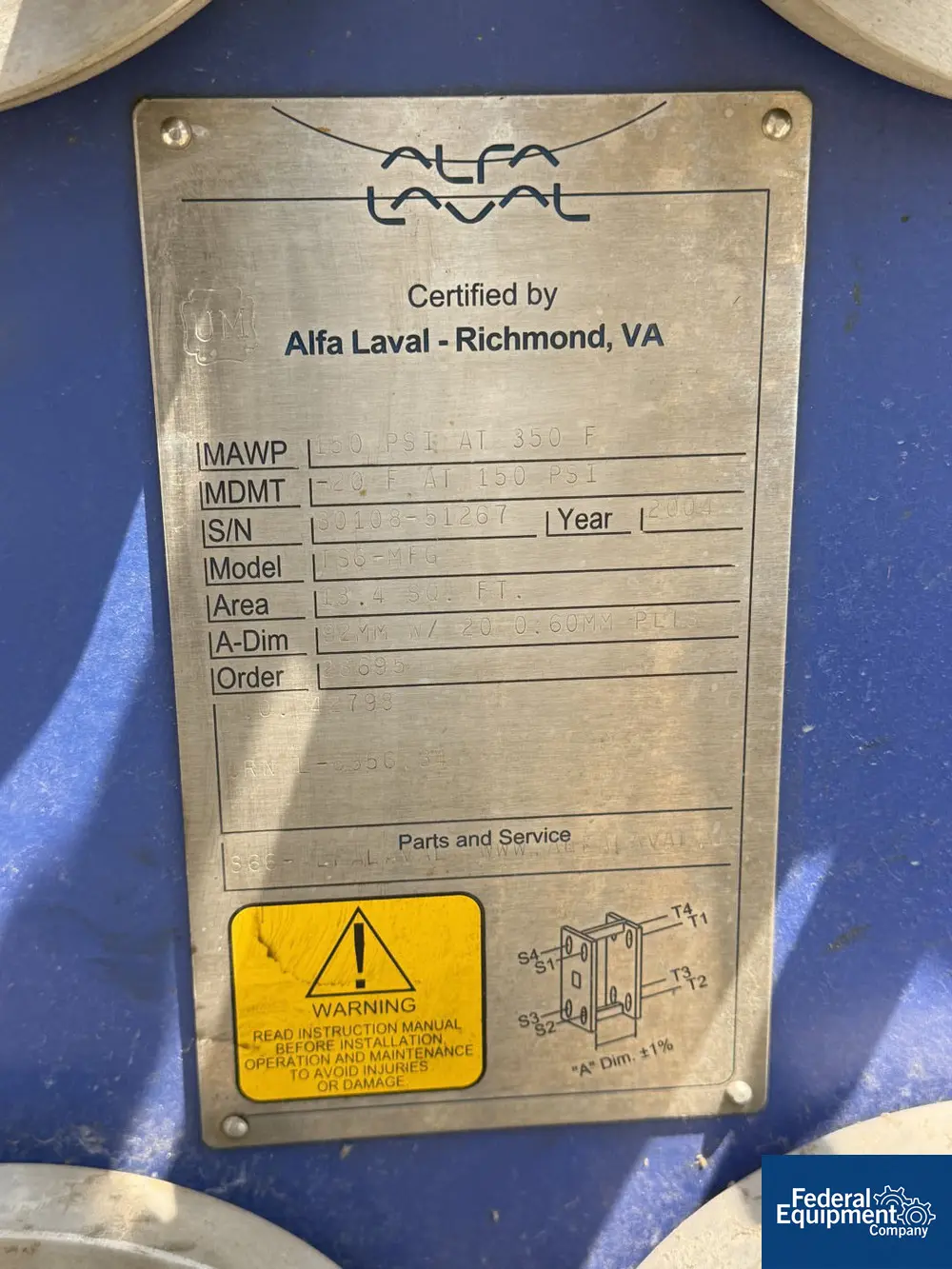 Alfa Laval Temperature Control Skid, Stainless Steel, w/ 18.4 sq.ft heat exchanger (2 available) - Image 7