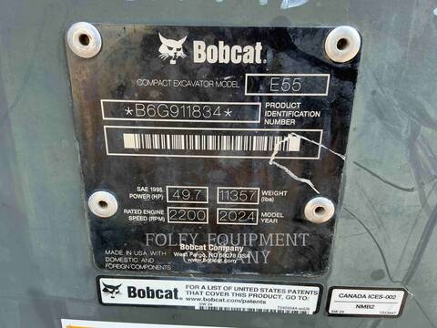 Bobcat E55, 266 hours, S/N: B6G911834, 2024 - Image 5