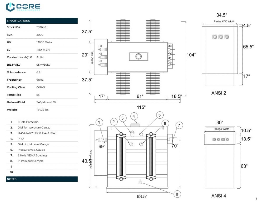 3000 KVA 13800 Delta Primary, 480Y/277 Secondary, SUB, proCORE(immediate shipment available) - Image 9