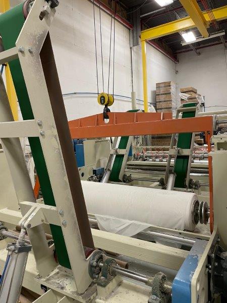 112" Baosuo #PF-A-2900, Slitter Rewinder, 88" max. unwind diameter, 48" max. rewind diameter, 750 FPM, 480 - Image 3
