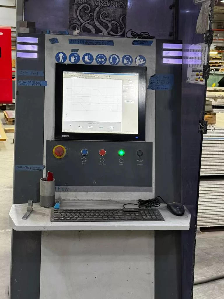 Flow #Mach-500-4060, CNC Waterjet, 13.6' x 20' table, 100 HP Hyperjet pump, 94,000 PSI, dual 5-axis taper - Image 8