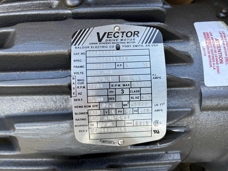 5 HP 1750 RPM Vector #ZDM3665T, Frame 184TC, 230/460 Volts, 3PH, 13/6.5 amps, 6000 RPM max. speed, Inverter - Image 2