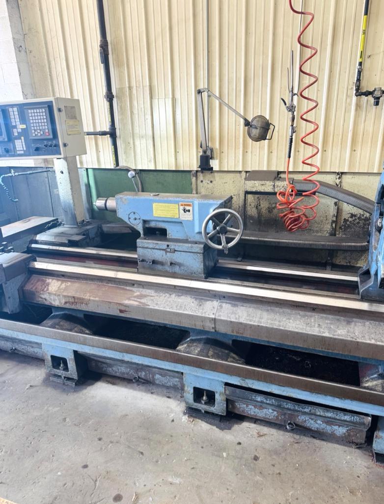 Dainichi #DL75X400, CNC flat bed lathe, 29.5" swing, 12" chuck, 3-jaw, 3.3" bar, 157" centers, 28.8" dia. - Image 3