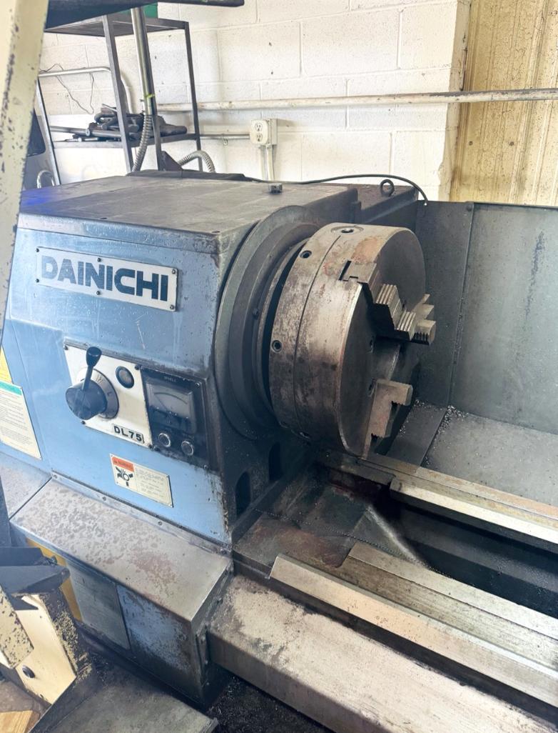 Dainichi #DL75X400, CNC flat bed lathe, 29.5" swing, 12" chuck, 3-jaw, 3.3" bar, 157" centers, 28.8" dia. - Image 6