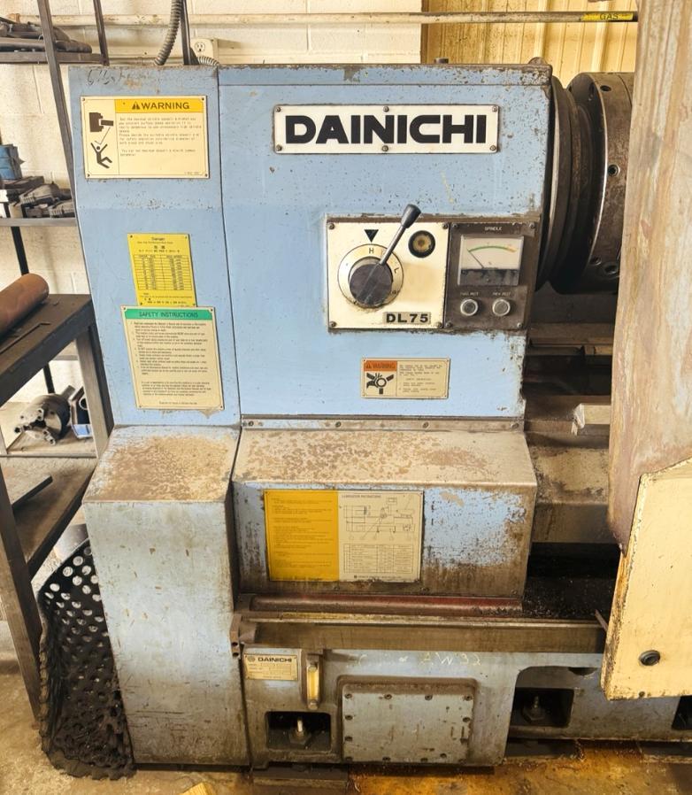 Dainichi #DL75X400, CNC flat bed lathe, 29.5" swing, 12" chuck, 3-jaw, 3.3" bar, 157" centers, 28.8" dia. - Image 8