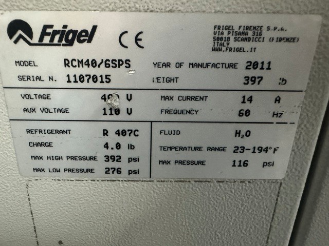 6 KW Frigel #RCM40/6SPS, chiller & temperature controller, 2.5 ton, 1.5 HP pump, 20 GPM @ 40 psi, 460 V. - Image 4
