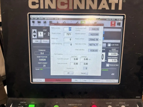 90 Ton, Cincinnati #90PF+8, CNC Press Brake, 10' overall, 96" between housing, 8" stroke, 15" open, 7" Shut - Image 2