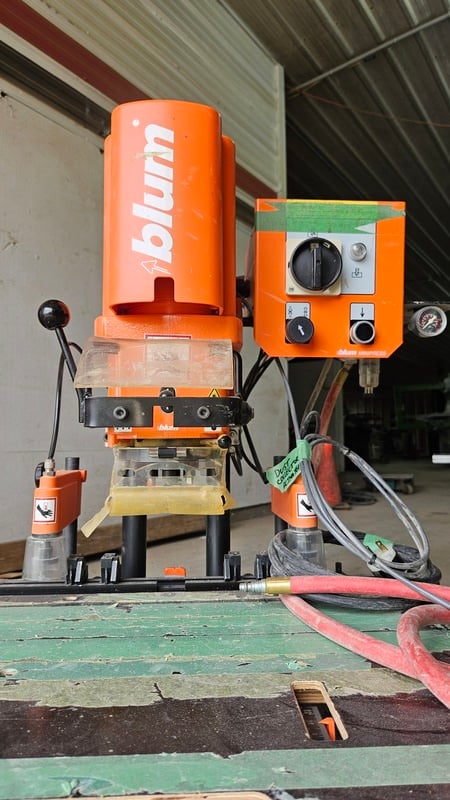 1 Spindle, Blum #Minipress-P, Vertical Pneumatic Boring & Insertion Machine, 35 mm hinge cup boring, 220 V. - Image 1