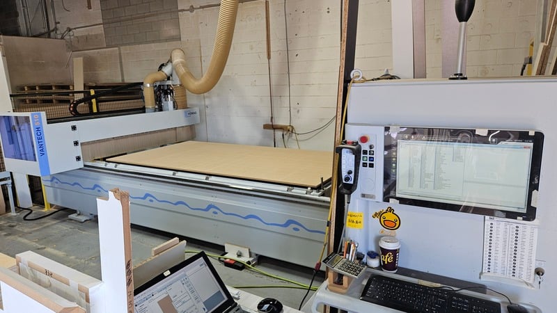 Homag #Optimat-NBP084/Vantech-510, CNC Flat Table Nesting Router, 5' x 10' table, 13.4 HP spindle, phenolic - Image 1