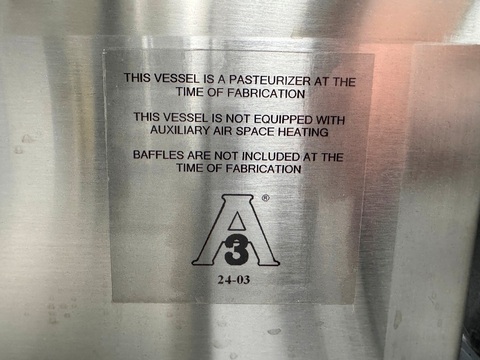 1,000 lb. Qualtech, Jacketed Pasteurizing Cheese Vat, 70 psig water max. jacket pressure, 2023 - Image 6
