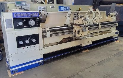 26"/36" x120" Birmingham #DL-26120L, 3-9/64" bore, 1600 RPM, inch/metric thread, 10 HP, 12" chuck, Steady - Image 1