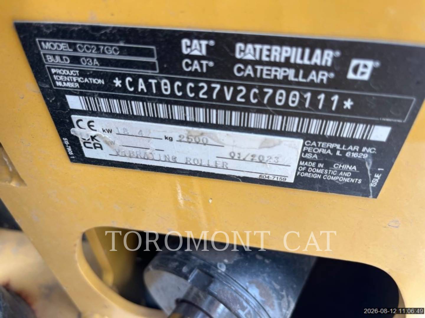 Caterpillar CC2.7-03GC, Pneumatic Tired Compactor, 22 hours, S/N: 2C700111, 2023 - Image 6