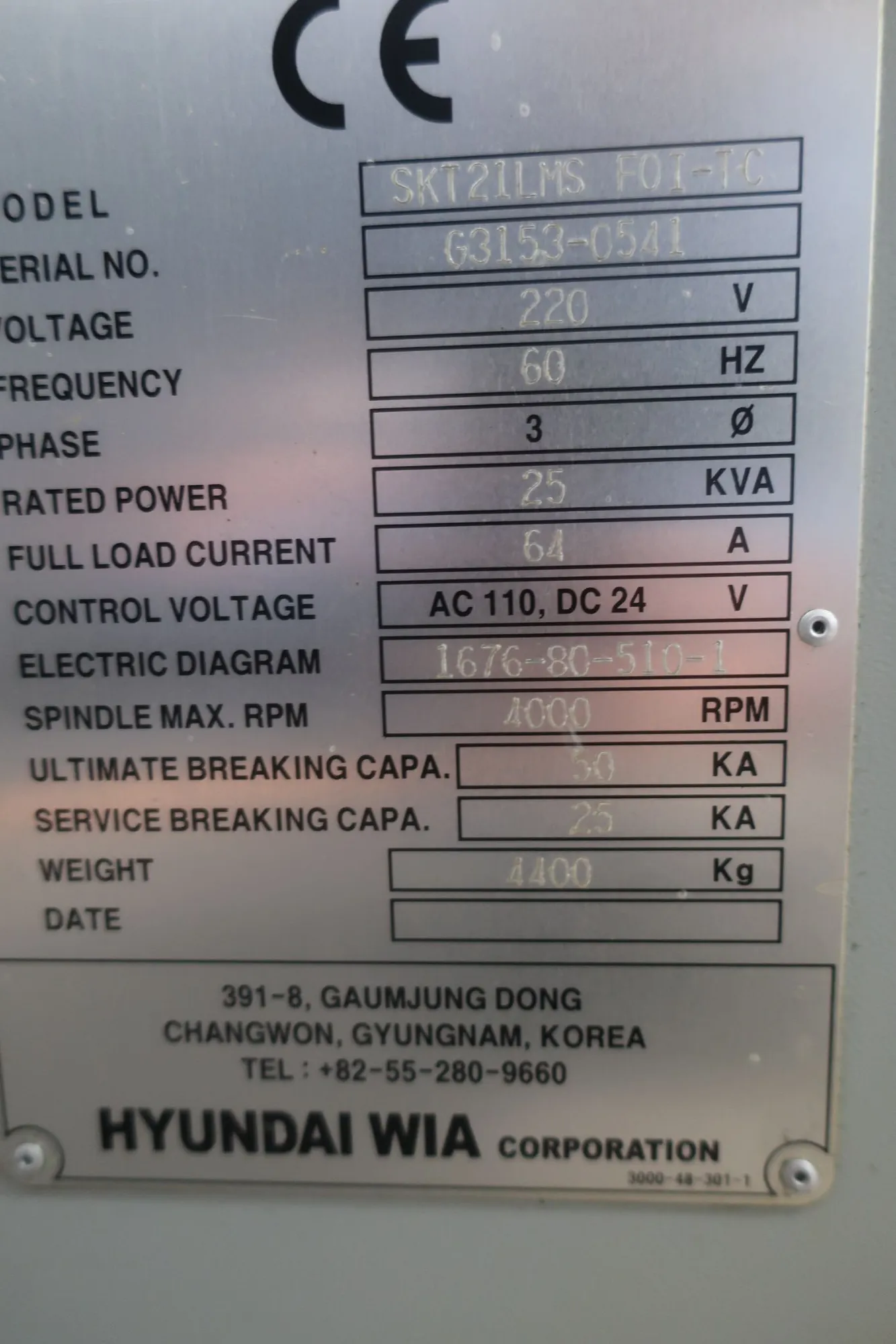 Hyundai Kia #SKT21LMS, CNC Lathe, 20 HP, 10" diameter max, 4,000 RPM, 2010 - Image 10