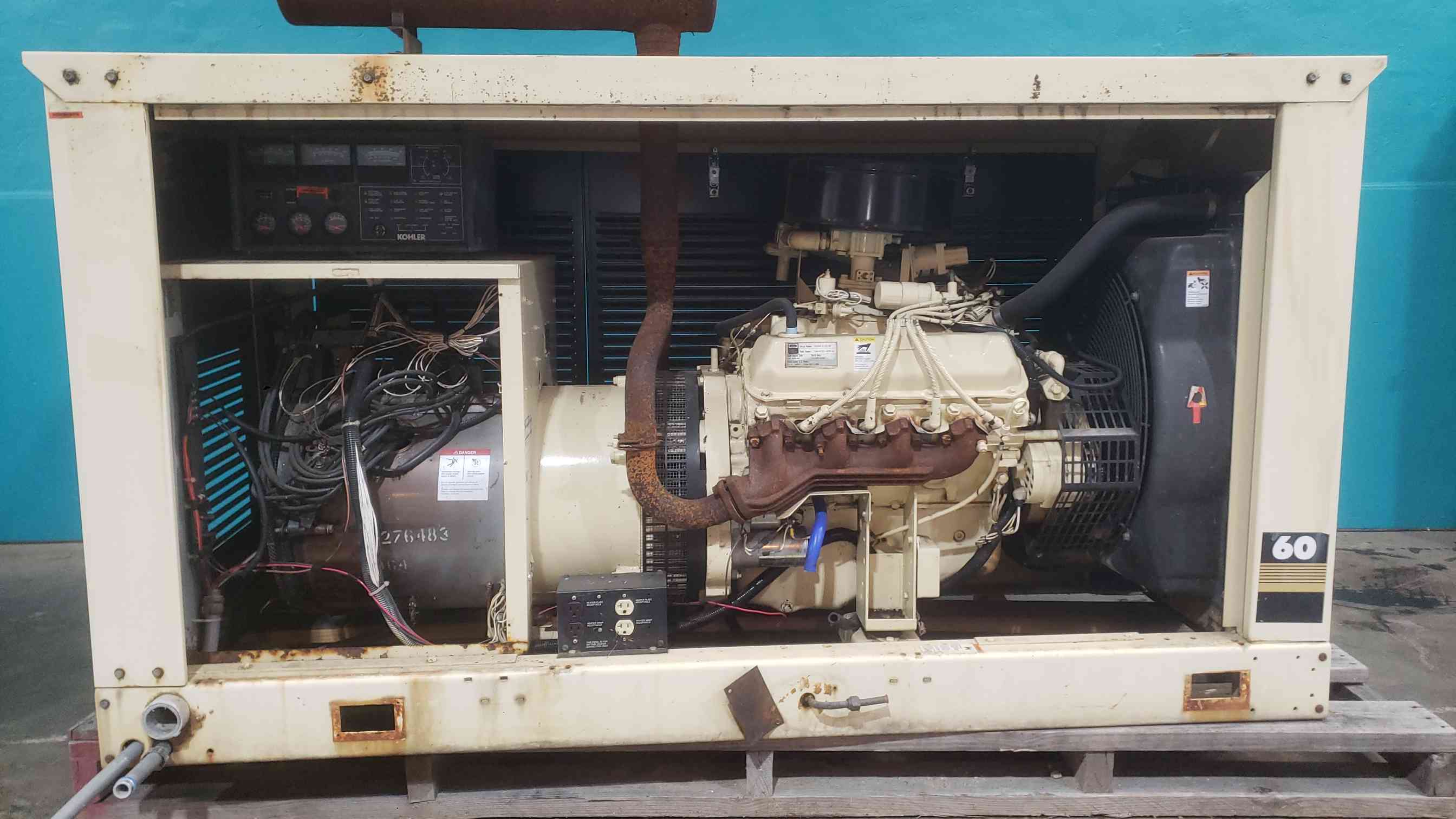 60 KW Kohler #60RZ, LP propane standby generator, Ford 7.5L engine, 1274 hours, enclosed - Image 2