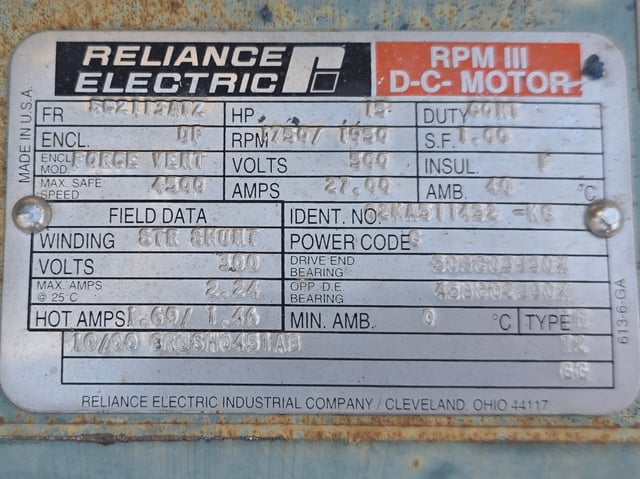 15 HP 1800 RPM Reliance, Frame SC2113ATZ, DPFVBB, 500 VA, 300 VF - Image 2