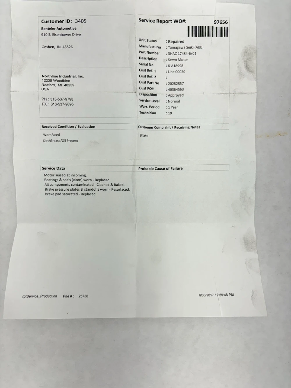 ABB / Tamagawa Seiki, 3HAC17484-6/01, Servo Motor, repaired - Fast Shipping - Image 6