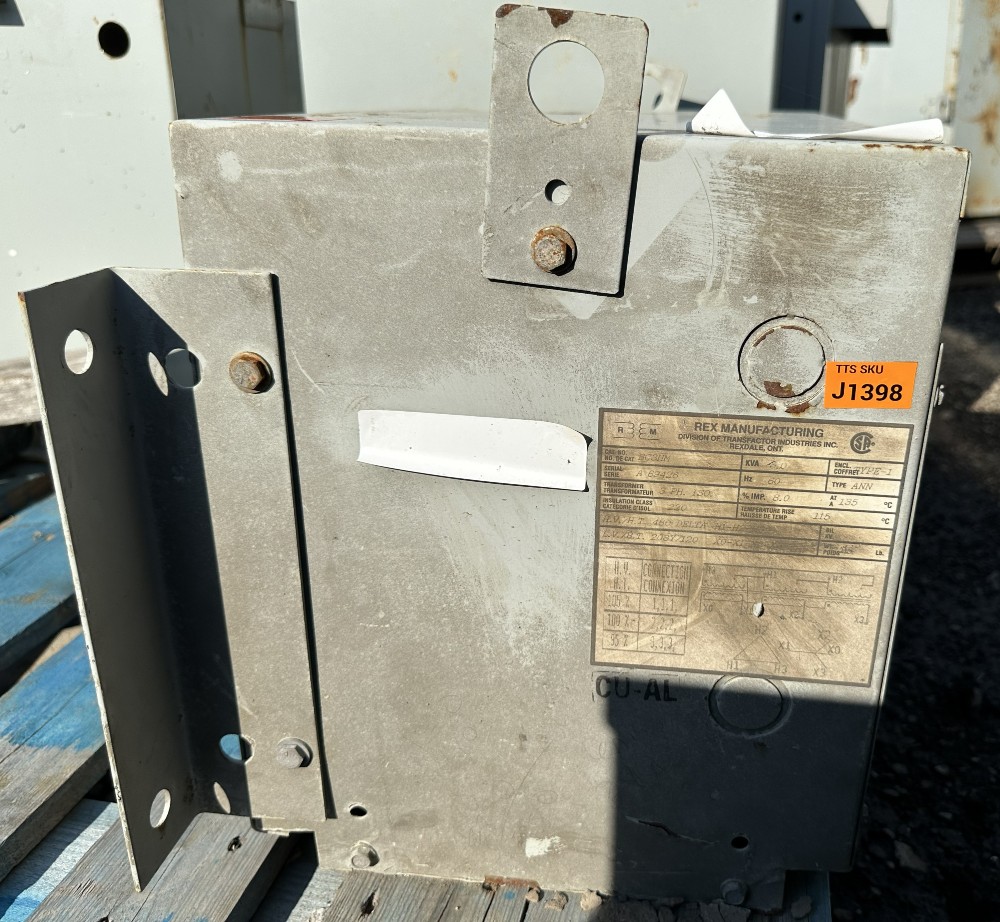 3 KVA 480 Delta Primary, 208Y/120 Secondary, Rex Mfg. (Transfactor Industries Inc.), Dry Type Transformer - Image 2