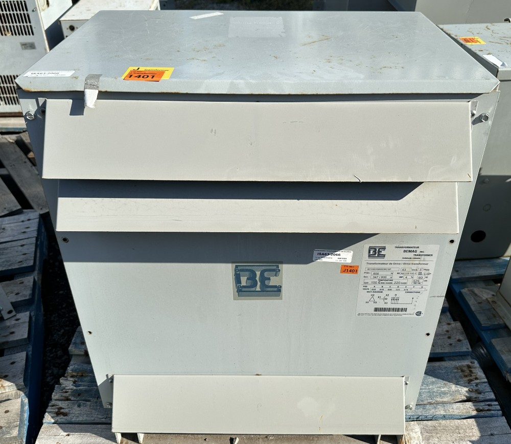 63 KVA 600 Delta Primary, 347Y/600 Secondary, Bemag Inc. Drive Transformer, Isolation, 3-Phase, 60 Hz - Image 3