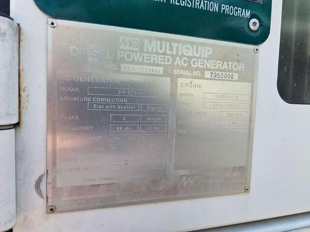 62 KW Multiquip #DCA70SSIU2, Trailer Mounted, Tier 3, sound attenuated enclosure, 120/240/208/277/480 Volts - Image 7