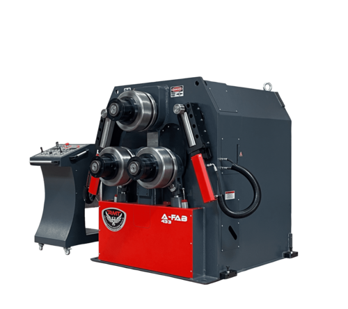 4" x 4" x 3/8" RMT #A-FAB-HD-433, hydraulic angle roll, 15 HP, 4.3" shaft diameter, 12.4" roll diameter, 6-32 - Image 1