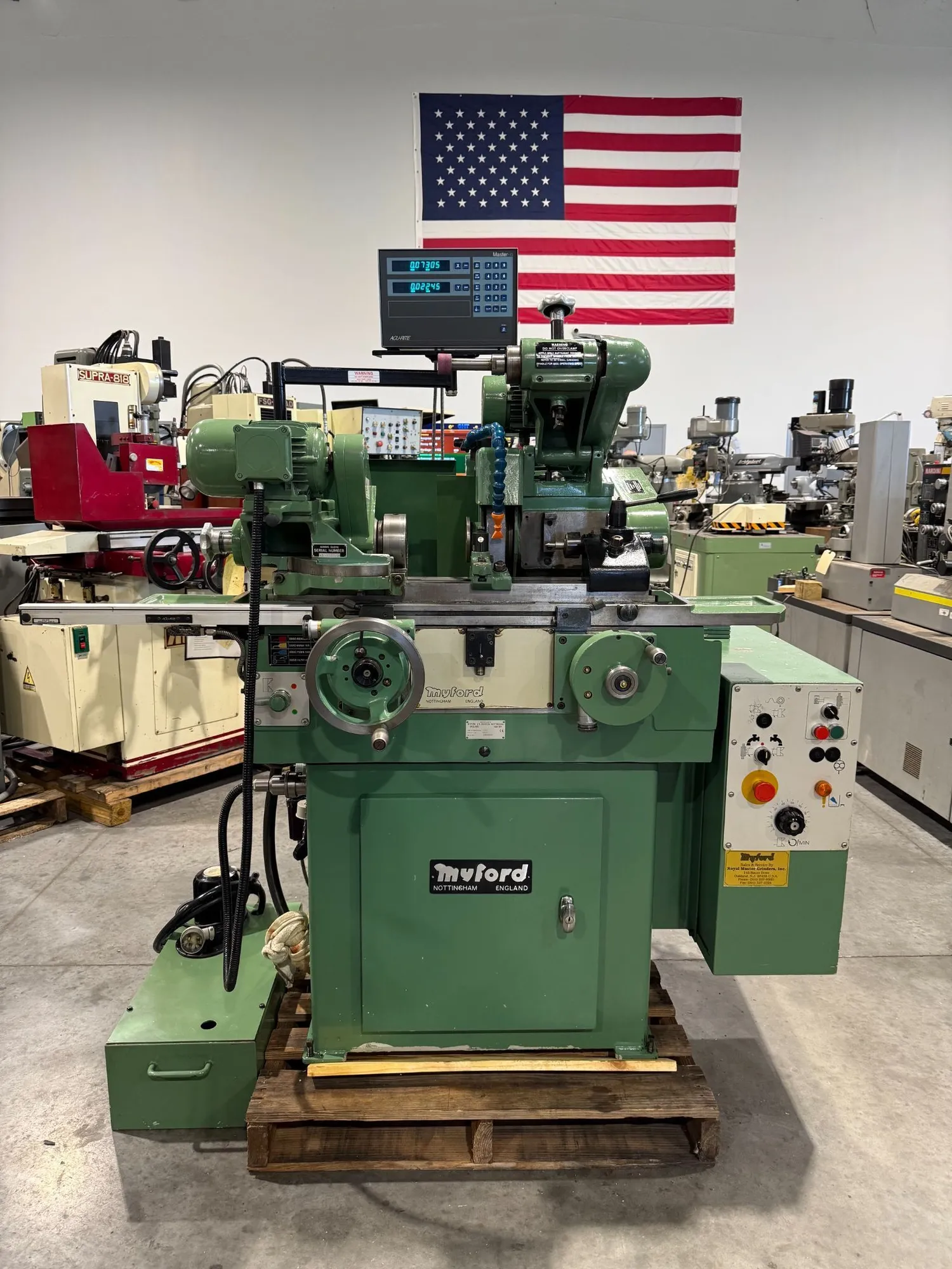 5" x 12" Myford #MG12, cylindrical grinder, 3" max grinding diameter, 10" x 1" x 5" wheel, ID attachment - Image 1