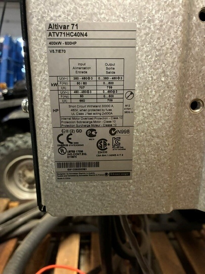 600 HP Schneider Electric, ATV71HC40N4, Altivar 71 Variable Frequency Drive, 380-480 Volts, 759 amps, 3PH - Image 2