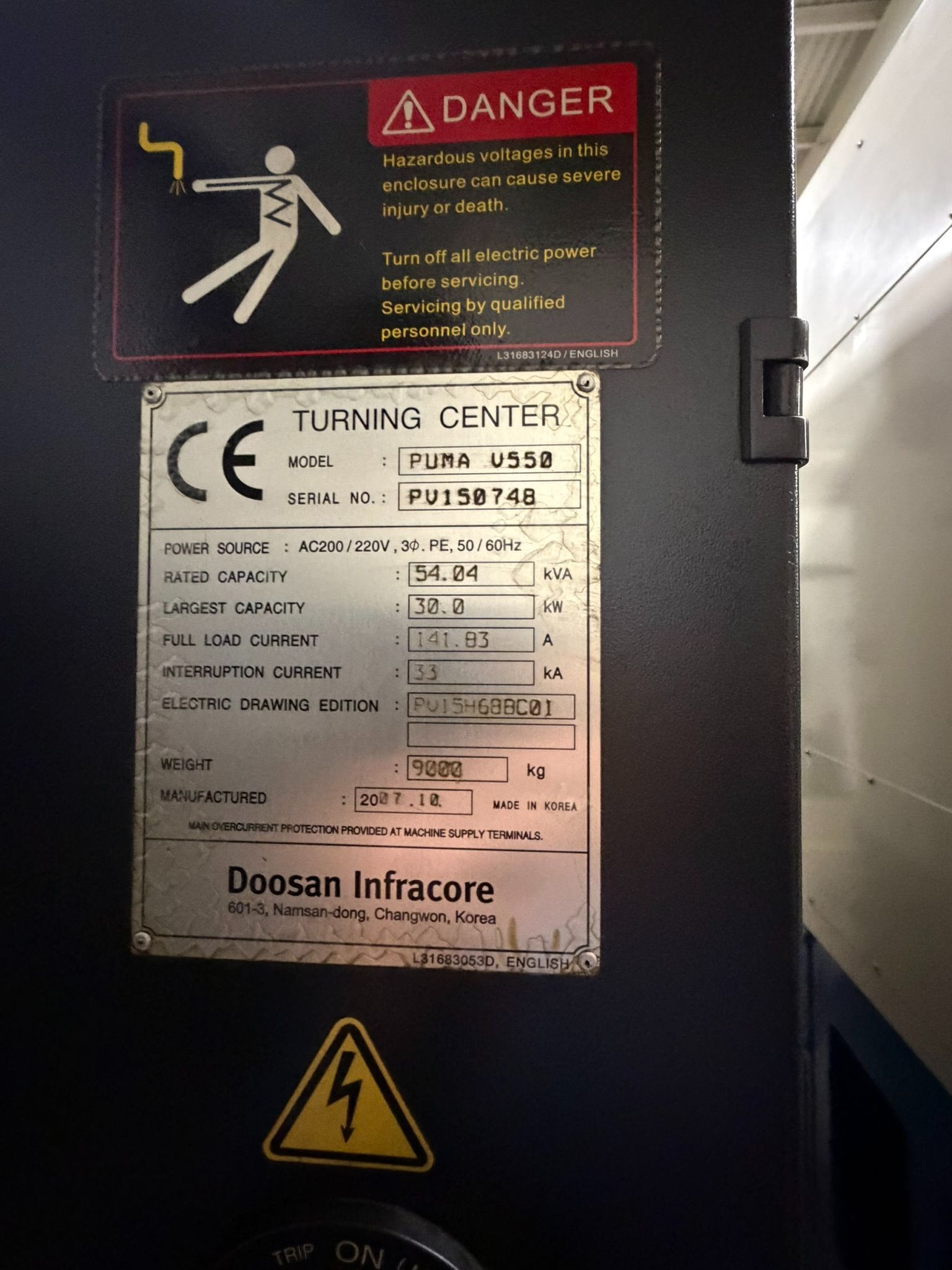 24" Daewoo Doosan #Puma-V550, CNC Vertical Turning Center, 15.3" X, 30.7" Z, 31.5" swing, 28.74" turning - Image 10