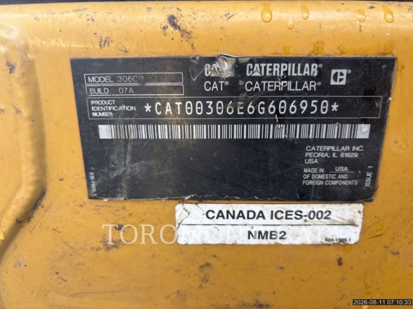 Cat 306, Mini Excavator, 3230 hours, S/N: 6G606950, 2022 - Image 5