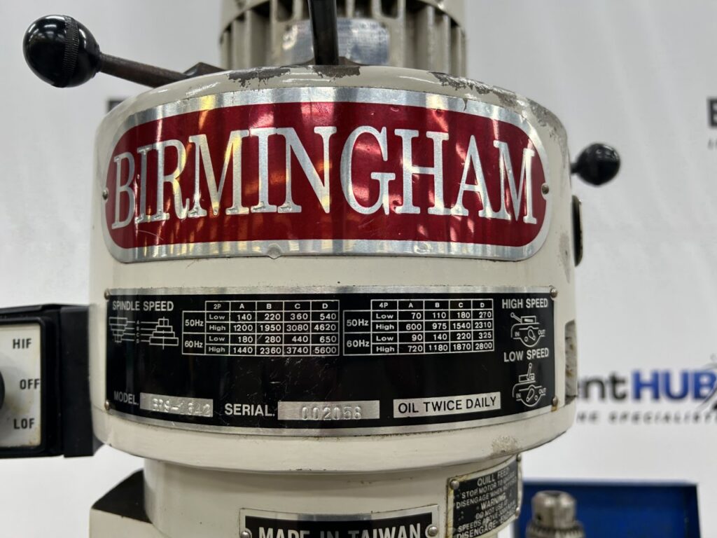 Birmingham #BPS-1642, vertical milling machine, 9" x42" table, 16" knee travel, R8 spindle, 90-5600 RPM, 3 - Image 10