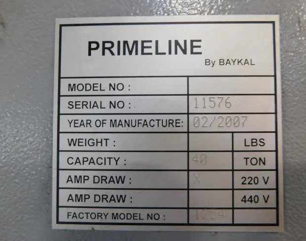 40 Ton, Primeline/Baykal #1254, CNC Hydraulic Press Brake, 4' overall, 2-Axis Elgo CNC Control, 24" - Image 8