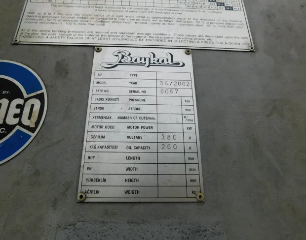 225 Ton, Baykal #225-12, Hydraulic Press Brake, 12' overall, Positive Depth Stop, Power Backgauge - Image 6