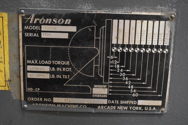 120000 lb. Aronson #AB-1200, welding positioner, 12" COG, remote hand pendant controller - Image 5