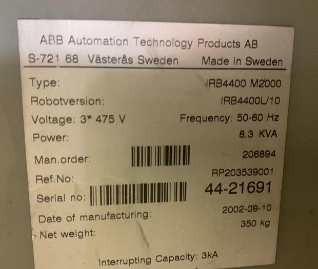 ABB IRB4400L/10, CNC MIG Welding Robot, 10kg Payload, 2530mm Reach, S4C Plus, 25804 hours, 2002 (2 available) - Image 8