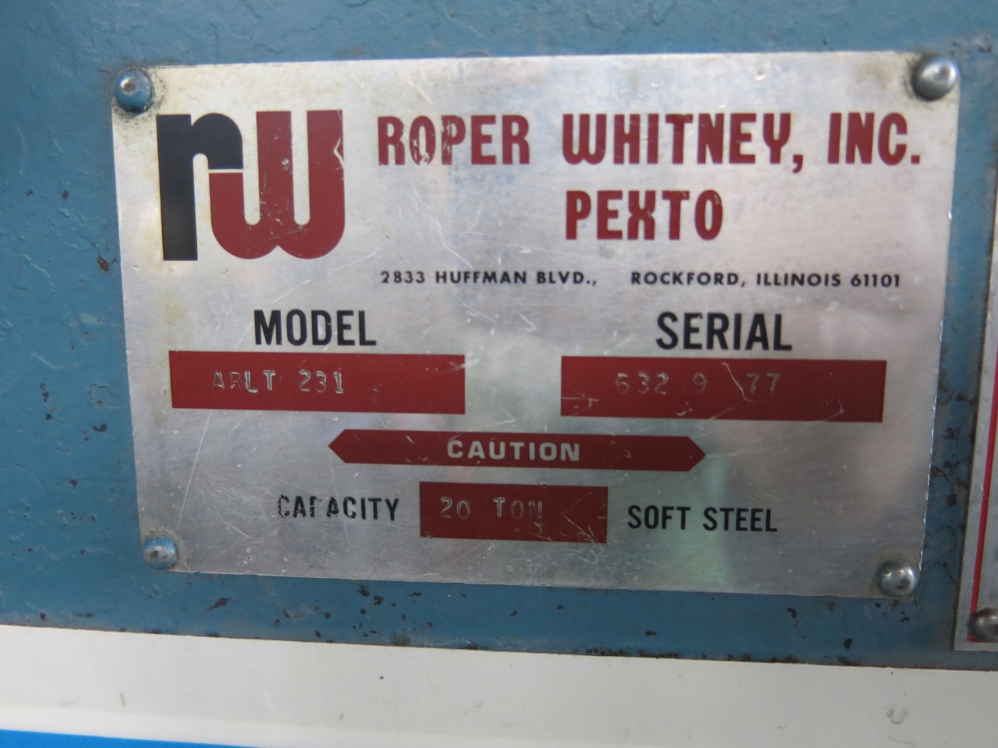 20 Ton, Roper Whitney #ARLT-231, deep throat punch press, w/ gauging table, 2" stroke - Image 6