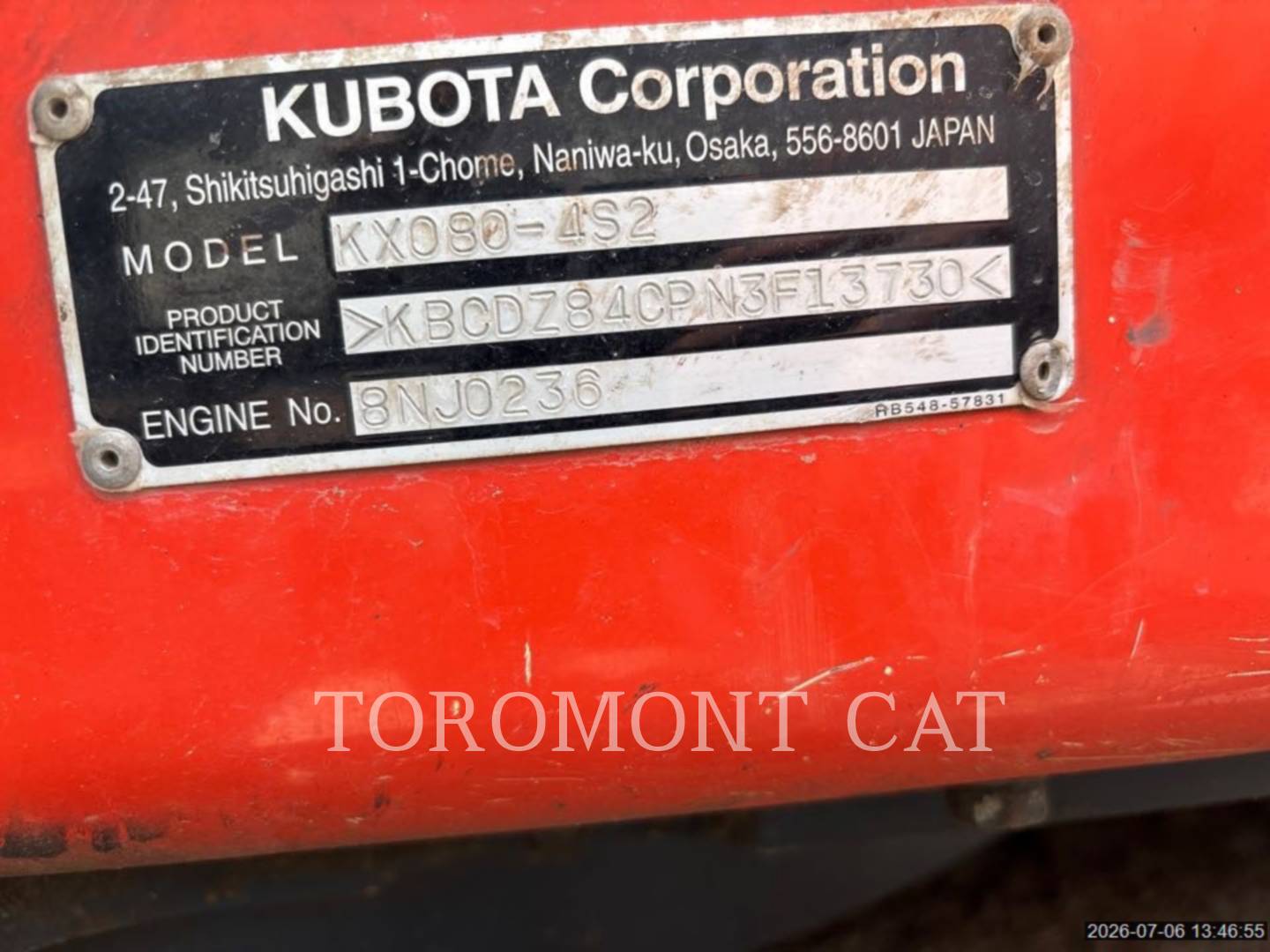 Kubota Tractor Corporation KX080, Mini Excavator, 1590 hours, S/N: KBCDZ84CPN3F13730, 2022 - Image 6