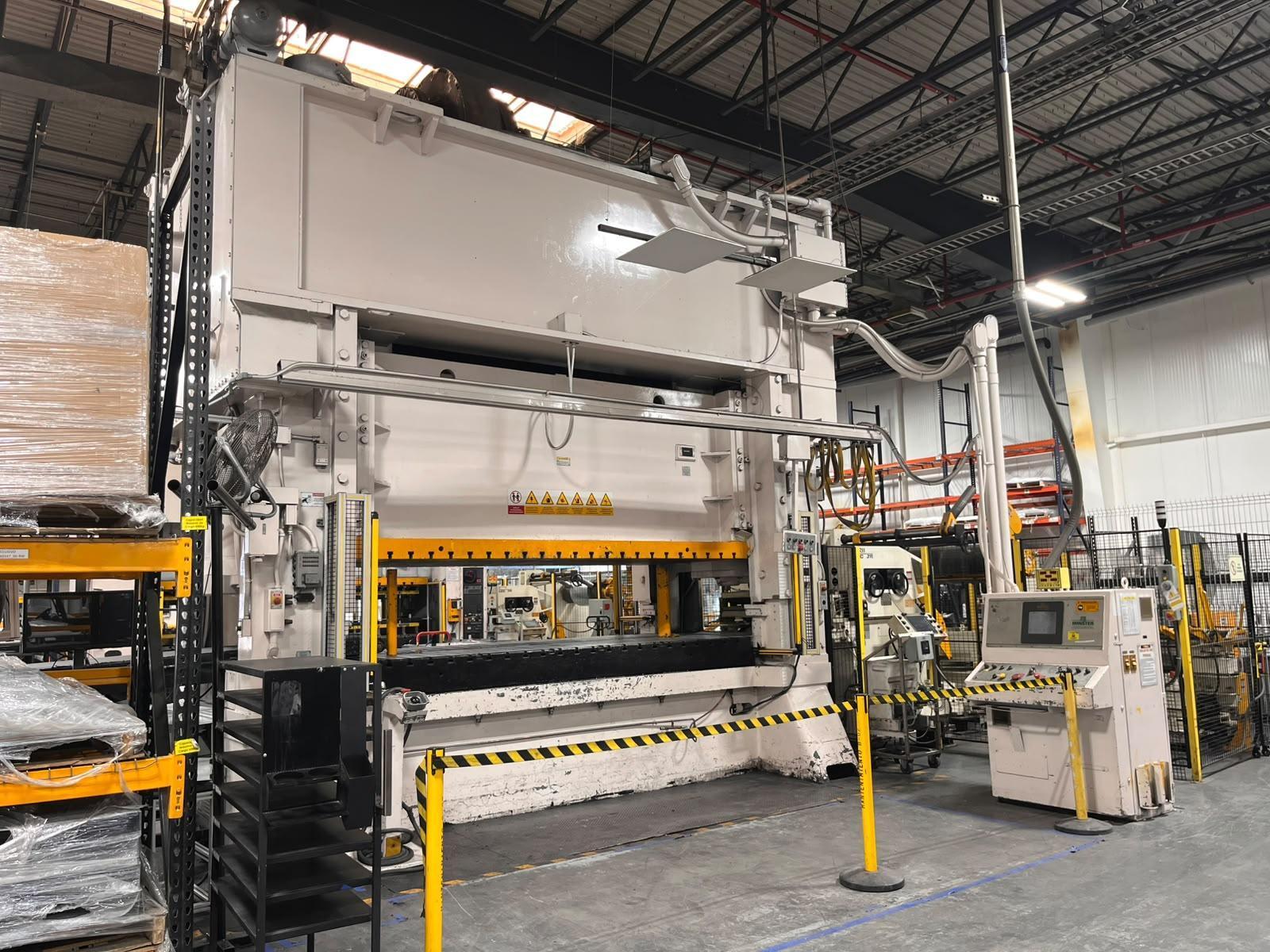 600 Ton, Minster #E2-600-144-60, straight side double crank press, 8" stroke, 22" Shut Height, 50 SPM, 60" - Image 1