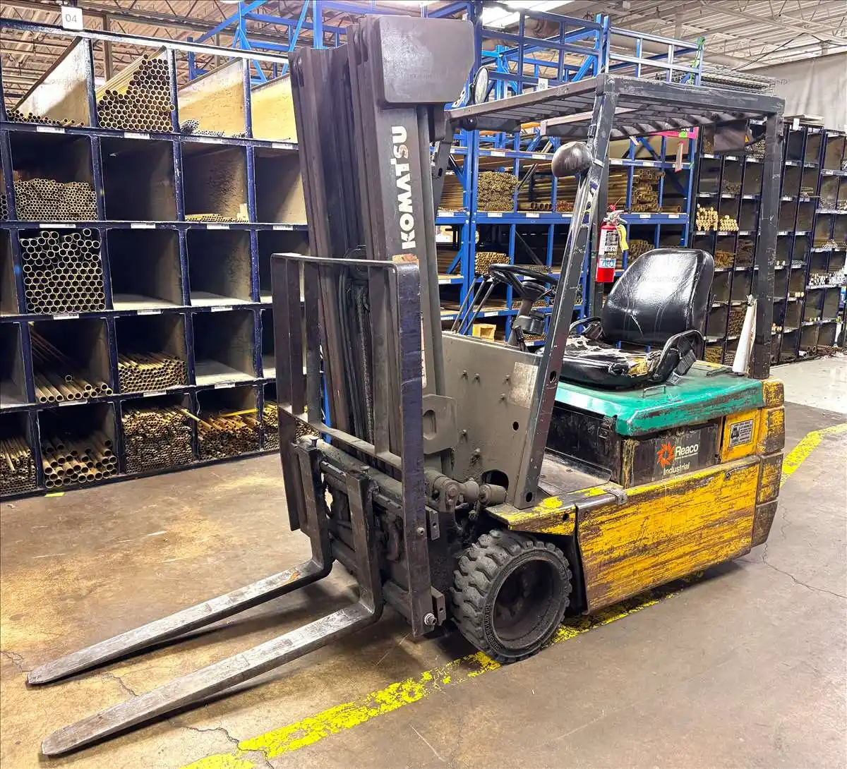 3,000 lb. Komatsu #FB18MK-2, electric forklift, 3-stage mast, side shift, 185" lift height, 42" forks - Image 1