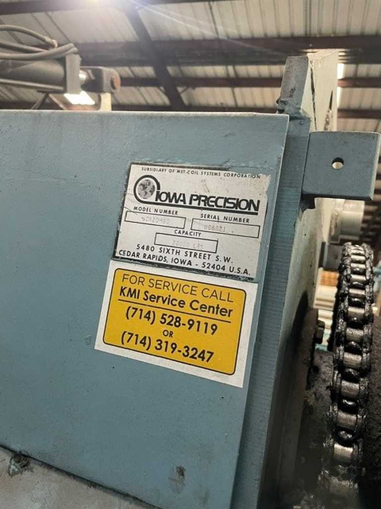 20000 lb. Iowa Precision, uncoiler & coil car, 60" width, 64" outside dimensions, 19"-23" ID, hydraulic - Image 2