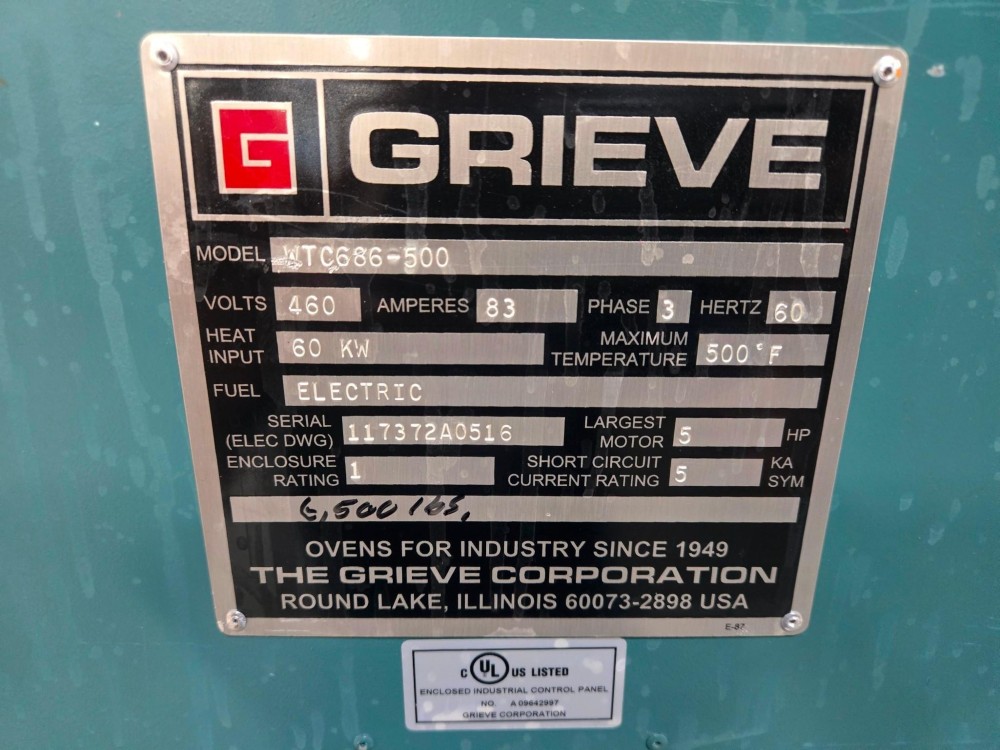 72" width x 78" H x 96" L, Grieve WTC686-500 Walk-In Oven, 500 °F, Electric - Image 3