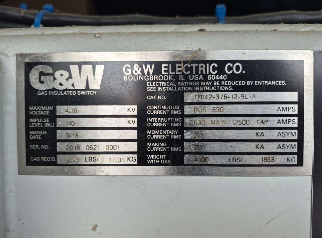 630 Amp, G & W #Triad-Series-2, SF6 Gas Insulated Switchgear, 4160 Volts, 4-way gas switch, SEL-751 relay - Image 2